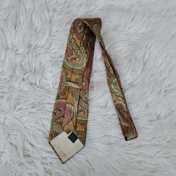 Oscar De La Renta Mens Neck Tie Paisley Floral - Picture 3 of 4